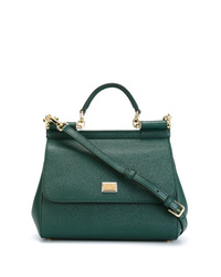 Темно-зеленая кожаная сумка-саквояж от Dolce & Gabbana