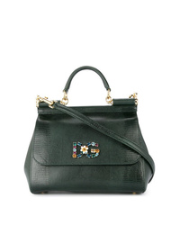 Темно-зеленая кожаная сумка-саквояж от Dolce & Gabbana