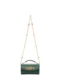 Темно-зеленая кожаная сумка-саквояж от Gucci