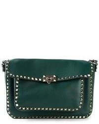 Темно-зеленая кожаная сумка-саквояж от Valentino Garavani