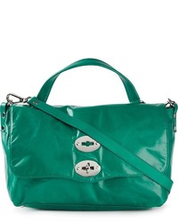 Темно-зеленая кожаная сумка-саквояж от Zanellato