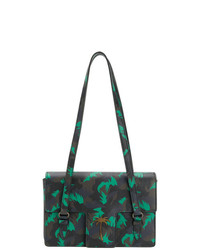 Темно-зеленая кожаная сумка через плечо с камуфляжным принтом от Tomas Maier