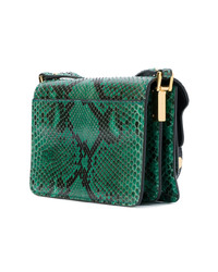 Темно-зеленая кожаная сумка через плечо со змеиным рисунком от Marni