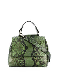 Темно-зеленая кожаная сумка через плечо со змеиным рисунком от Orciani