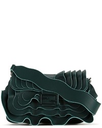 Темно-зеленая кожаная сумка через плечо от Fendi
