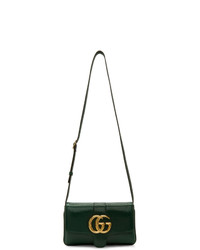 Темно-зеленая кожаная сумка через плечо от Gucci