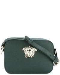 Темно-зеленая кожаная сумка через плечо от Versace