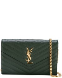 Женская темно-зеленая кожаная сумка от Saint Laurent