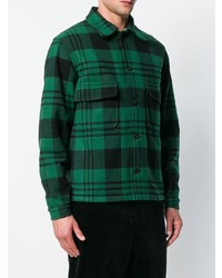 Мужская темно-зеленая куртка-рубашка в шотландскую клетку от AMI Alexandre Mattiussi