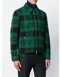 Мужская темно-зеленая куртка-рубашка в шотландскую клетку от AMI Alexandre Mattiussi