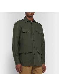 Мужская темно-зеленая куртка-рубашка от Rubinacci