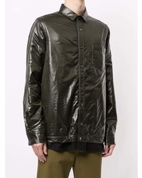 Мужская темно-зеленая куртка-рубашка от Sacai