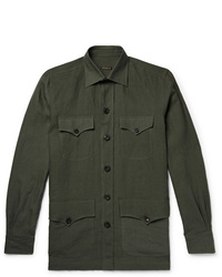 Мужская темно-зеленая куртка-рубашка от Rubinacci