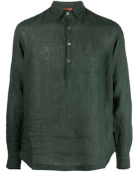Мужская темно-зеленая льняная рубашка с длинным рукавом от Barena