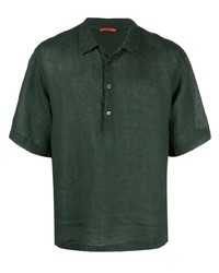 Мужская темно-зеленая льняная футболка-поло от Barena