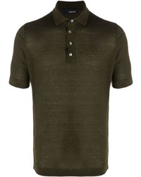 Мужская темно-зеленая льняная футболка-поло от Lardini