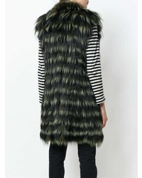 Женская темно-зеленая меховая безрукавка от Liska