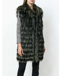 Женская темно-зеленая меховая безрукавка от Liska