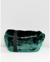 Темно-зеленая меховая сумка через плечо от Weekday