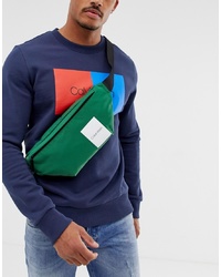 Мужская темно-зеленая поясная сумка из плотной ткани от Calvin Klein