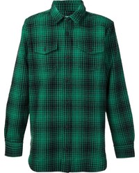 Мужская темно-зеленая рубашка в шотландскую клетку от Off-White