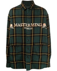 Мужская темно-зеленая рубашка с длинным рукавом в клетку от Mastermind Japan