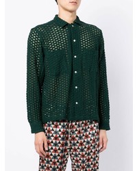 Мужская темно-зеленая рубашка с длинным рукавом в клетку от Bode