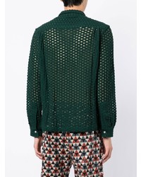 Мужская темно-зеленая рубашка с длинным рукавом в клетку от Bode