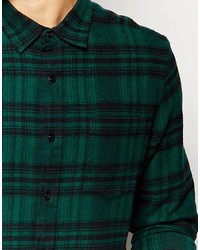 Мужская темно-зеленая рубашка с длинным рукавом в шотландскую клетку от Asos