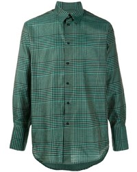 Мужская темно-зеленая рубашка с длинным рукавом в шотландскую клетку от Christian Wijnants