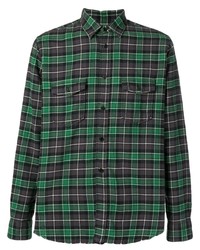 Мужская темно-зеленая рубашка с длинным рукавом в шотландскую клетку от Saint Laurent