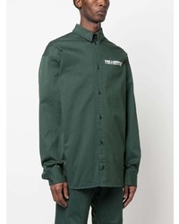 Мужская темно-зеленая рубашка с длинным рукавом с принтом от Karl Lagerfeld