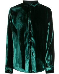 Мужская темно-зеленая рубашка с длинным рукавом от Ami Paris