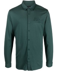 Мужская темно-зеленая рубашка с длинным рукавом от Armani Exchange