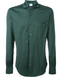 Мужская темно-зеленая рубашка с длинным рукавом от Aspesi