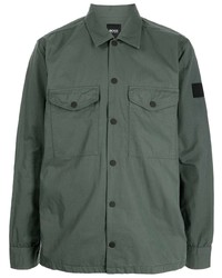 Мужская темно-зеленая рубашка с длинным рукавом от BOSS