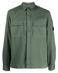 Мужская темно-зеленая рубашка с длинным рукавом от C.P. Company