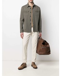 Мужская темно-зеленая рубашка с длинным рукавом от Manuel Ritz