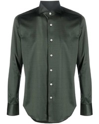 Мужская темно-зеленая рубашка с длинным рукавом от Canali