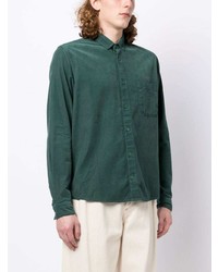 Мужская темно-зеленая рубашка с длинным рукавом от YMC