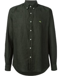 Мужская темно-зеленая рубашка с длинным рукавом от Etro