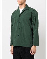 Мужская темно-зеленая рубашка с длинным рукавом от Homme Plissé Issey Miyake