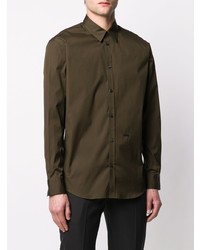 Мужская темно-зеленая рубашка с длинным рукавом от DSQUARED2