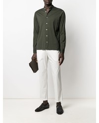 Мужская темно-зеленая рубашка с длинным рукавом от Dell'oglio