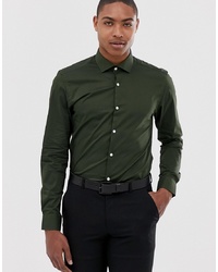 Мужская темно-зеленая рубашка с длинным рукавом от MOSS BROS
