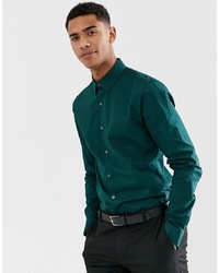 Мужская темно-зеленая рубашка с длинным рукавом от New Look