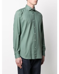 Мужская темно-зеленая рубашка с длинным рукавом от Mazzarelli