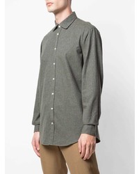 Мужская темно-зеленая рубашка с длинным рукавом от Massimo Alba