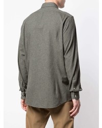 Мужская темно-зеленая рубашка с длинным рукавом от Massimo Alba