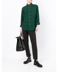 Мужская темно-зеленая рубашка с длинным рукавом от Polo Ralph Lauren